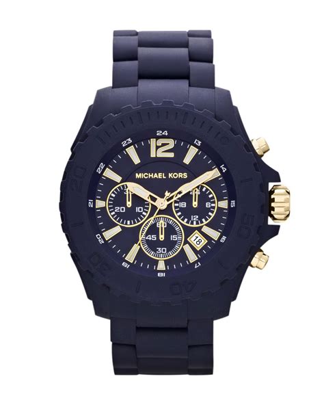 michael kors navy blue silicone watch|Michael Kors blue chronograph.